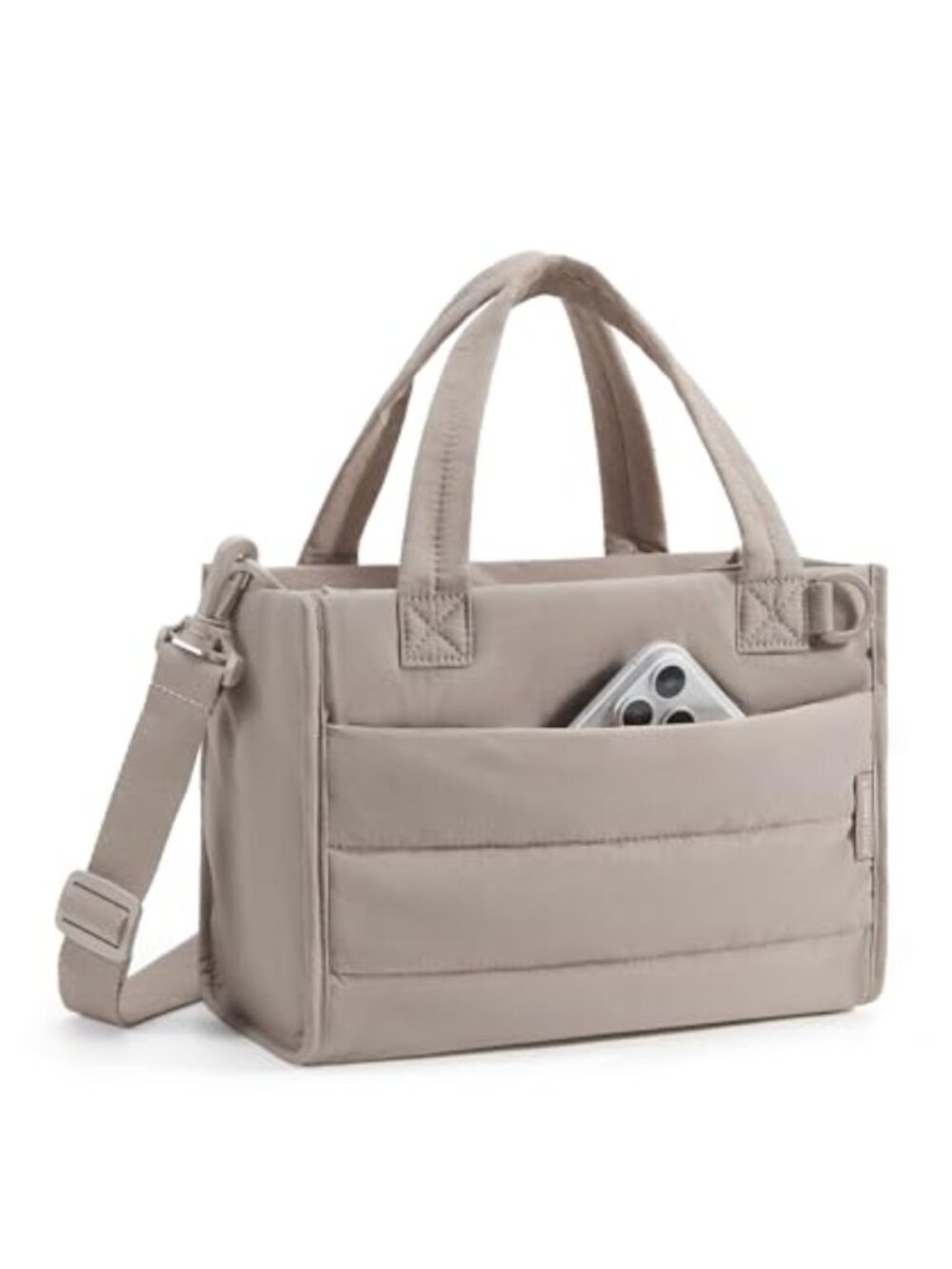 Quilted Puffer Mini Tote Crossbody Bag with Zipper